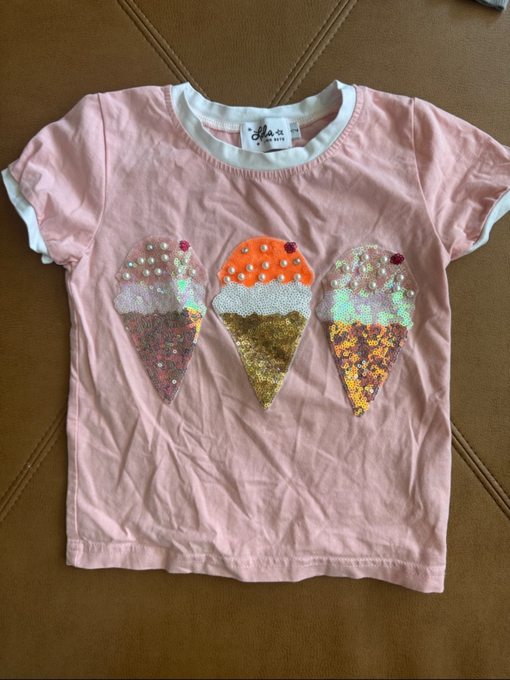 Lola & the boys Pink Sequin Ice Cream Tee 2T